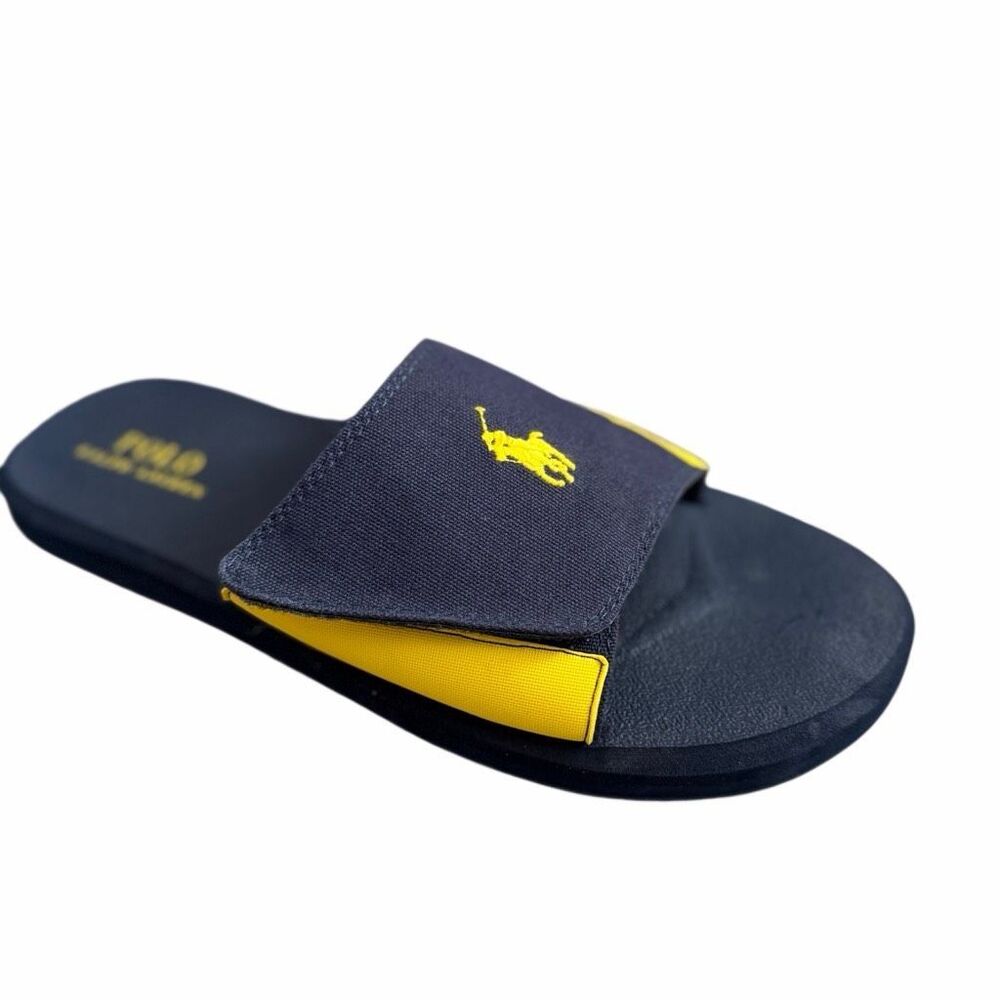 Polo Ralph Lauren Men's 10.5 Adjustable Pool Sandal | EUC Navy Canvas Slide